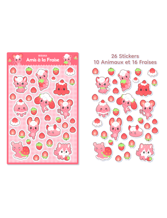 Amis à la fraise - Planche de Stickers