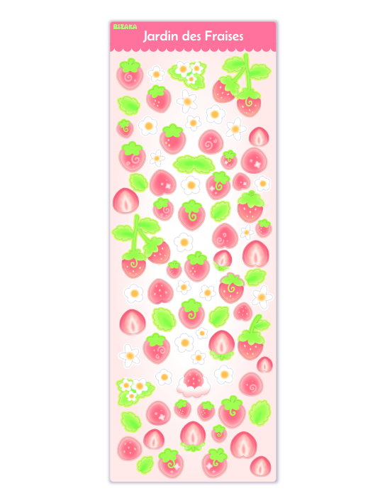 Jardin des Fraises (Rose) - Planche de stickers