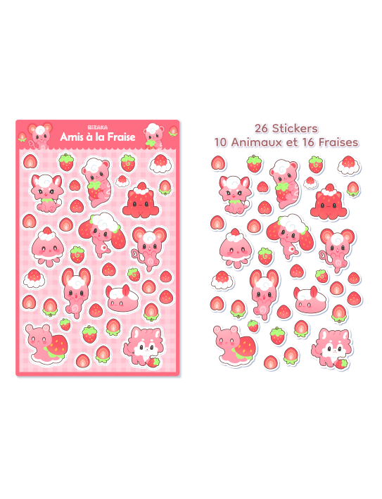 Amis à la fraise - Planche de Stickers