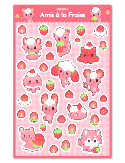Amis à la fraise - Planche de Stickers