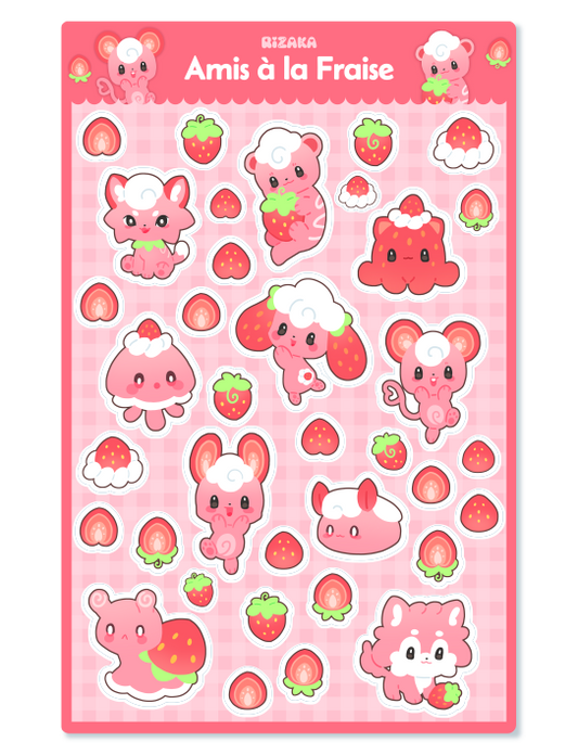 Amis à la fraise - Planche de Stickers