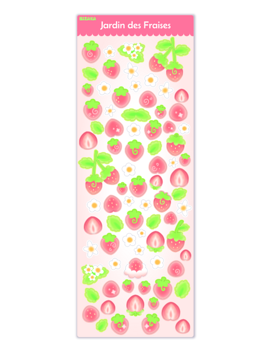 Jardin des Fraises (Rose) - Planche de stickers