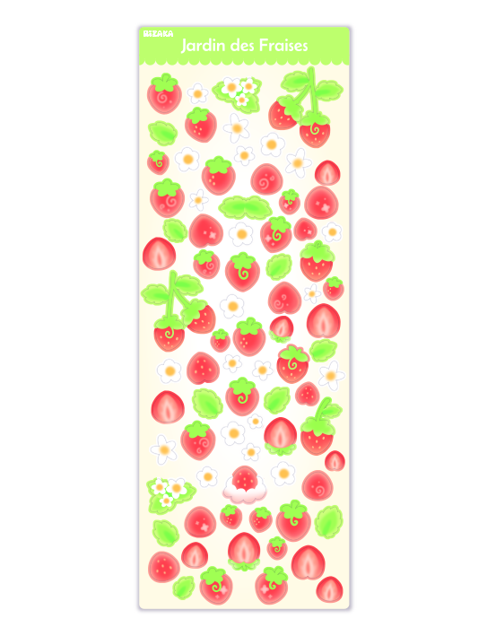 Jardin des Fraises (Rouge) - Planche de stickers