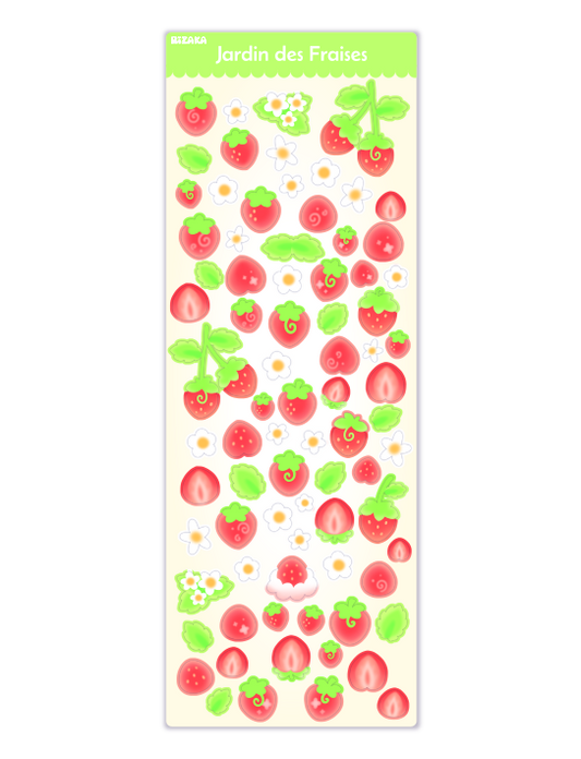Jardin des Fraises (Rouge) - Planche de stickers